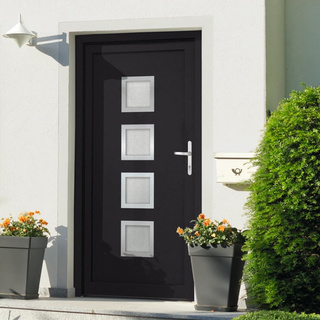 vidaXL Drzwi wejściowe, antracytowe, 88x200 cm, PVC