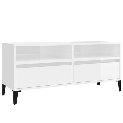 vidaXL Szafka pod TV, wysoki połysk, biała, 100x34,5x44,5 cm model standard