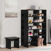 Szafka na buty z półką 2 pcs Czarny Dąb Materiał drewnopochodny