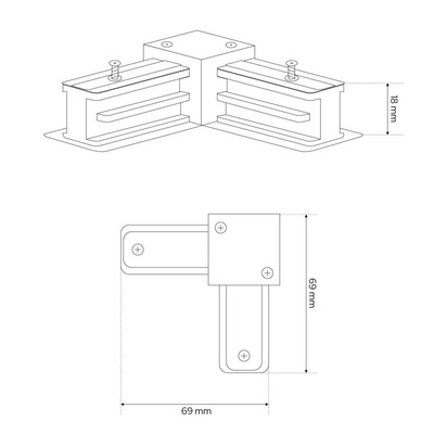 Łącznik kątowy do szyny SEVA L Connector White, biały EDO777419 EDO Solutions