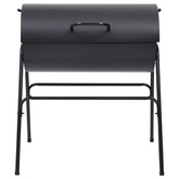 Grill beczkowy z 2 rusztowaniami, czarny, 80x95x90 cm, stal