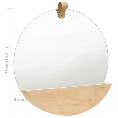 vidaXL Lustro ścienne z półką z litego drewna sosnowego, 35 cm