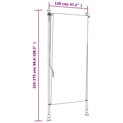 vidaXL Roleta zewnętrzna, żółto-biała, 120x270 cm, tkanina i stal