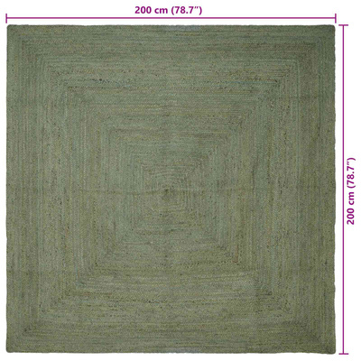 Dywany pokojowe Kwadrat Oliwkowy zielony 200 x 200 cm Juta
