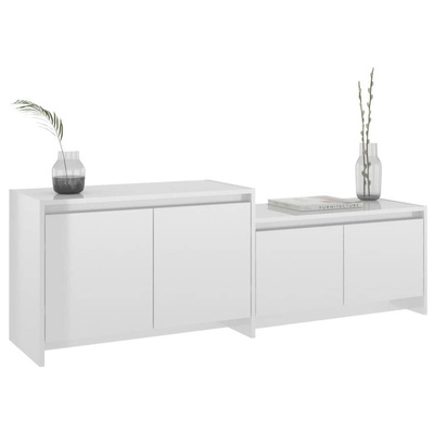 vidaXL Szafka pod TV, wysoki połysk, biała, 146,5x35x50 cm
