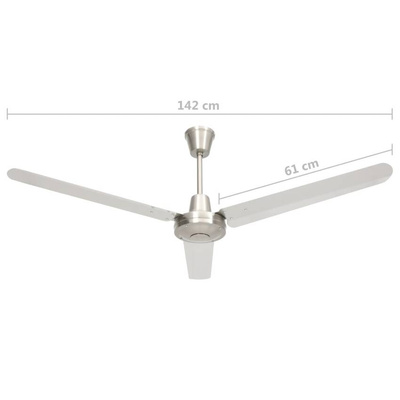 vidaXL Wentylator sufitowy, 142 cm, srebrny