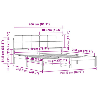 Ramka łóżka z tapicerowanym wezgłowiem Czarny 200 x 200 cm