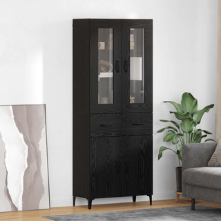 Highboard Czarny Dąb 69,5 x 34 x 180 cm Drewno inżynieryjne