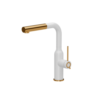 ANGELINA Q LINE Pull out SteelQ snow white mat/Nano PVD miedź