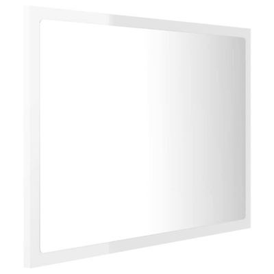 vidaXL Lustro łazienkowe LED, wysoki połysk, białe, 60x8,5x37cm, akryl