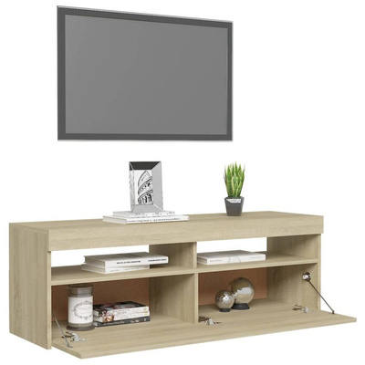 Szafka pod TV z oświetleniem LED, dąb sonoma, 120x35x40 cm vidaXL