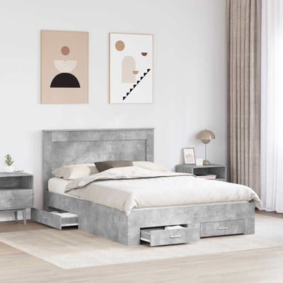 Ramka łóżka Betonowy szary 150 x 200 cm Drewno inżynieryjne