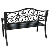 Ławka Ogrodowa Taras Ogród Park Metalowa Oparcie Zdobiona Czarna 127 cm