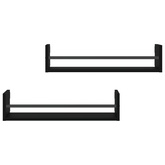 Półki ścienne z drążkami, 2 szt., czarne, 60x16x14 cm