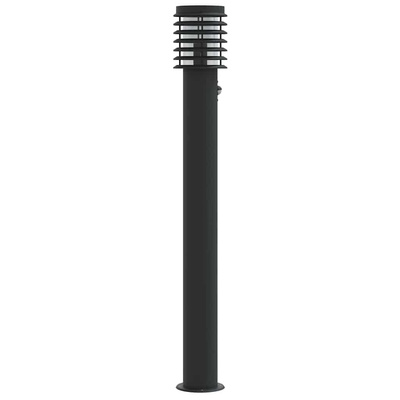 Lampy ogrodowe na słupku, z czujnikiem, 3 szt., czarne, 110 cm