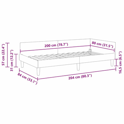 Rama łóżka narożnego Ciemna zieleń 80 x 200 cm Aksamit