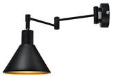 Kinkiet regulowany COPENHAGEN czarno-złoty - lampa do czytania w stylu industrialnym E14 