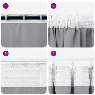 Firany blackout z kółkami 2 pcs Jasnoszary 245 x 140 cm