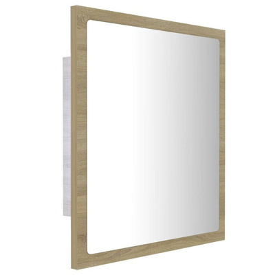 vidaXL Lustro łazienkowe LED, kolor dąb sonoma, 40x8,5x37 cm, akryl