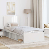 Ramka łóżka Z zagłówkiem Biały 100 x 200 cm Lite drewno sosnowe