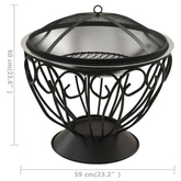 vidaXL Palenisko i grill 2-w-1, z pogrzebaczem, 59x59x60 cm, stal