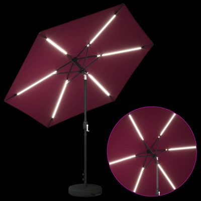 Parasol ogrodowy z oświetleniem LED i podstawą 270 x 270 cm