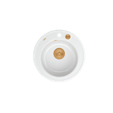 MORGAN 210 GraniteQ zlewozmywak snow white z syfonem Push To Open kol. miedziany okrągły 1-komorowy b/o + zaczepy 3 szt