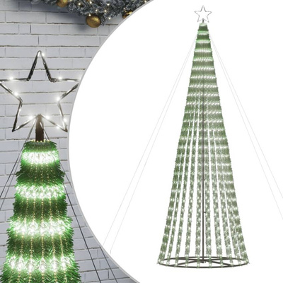 vidaXL Stożkowa choinka z lampek, 688 zimnych białych LED, 300 cm