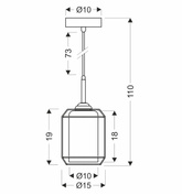Jonera lampa wisząca czarny 1X40 E27 klosz dymiony 31-08428