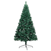 vidaXL Choinka z lampkami i bombkami, połówka, zielona, 150 cm