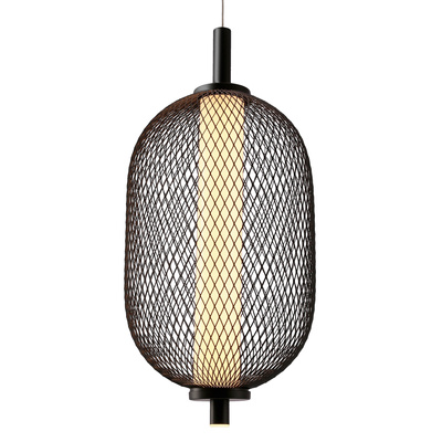 Lampa wisząca druciana PUMA z podłużnym kloszem 15 x 30 cm – designerska lampa nad stół LED 3000K