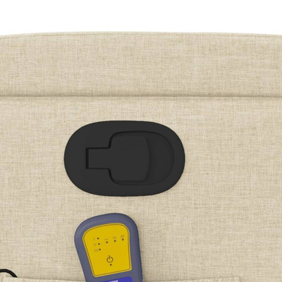 vidaXL Podnoszony fotel masujący, rozkładany, kremowy, obity tkaniną