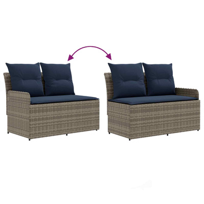2 szt. Sofa ogrodowa z podłokietnikami i sofą narożną Rattan PE