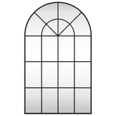 vidaXL Lustro ścienne, czarne, 60x100 cm, zakończone łukiem, żelazo