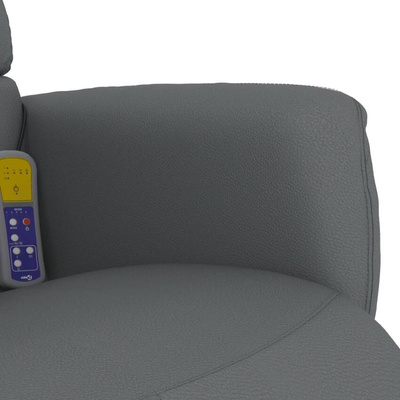 vidaXL Rozkładany fotel masujący z podnóżkiem, szary, sztuczna skóra