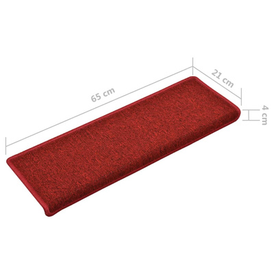 Maty na schody 15 szt. 65x21x4 cm Czerwone prostokątne krawędzie