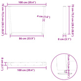 Nogi do stołu jadalnego w kształcie litery V 2 szt. Naturalna stal 100x(72-73,3) cm Stal