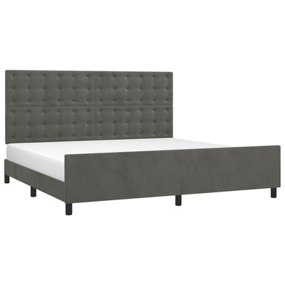 vidaXL Rama łóżka z zagłówkiem, ciemnoszara, 200x200 cm, aksamitna model standard