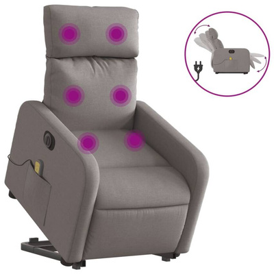 vidaXL Podnoszony fotel masujący, elektryczny, rozkładany, kolor taupe
