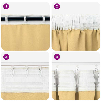 Firany blackout z kółkami 2 pcs Beżowy 245 x 140 cm Poliester