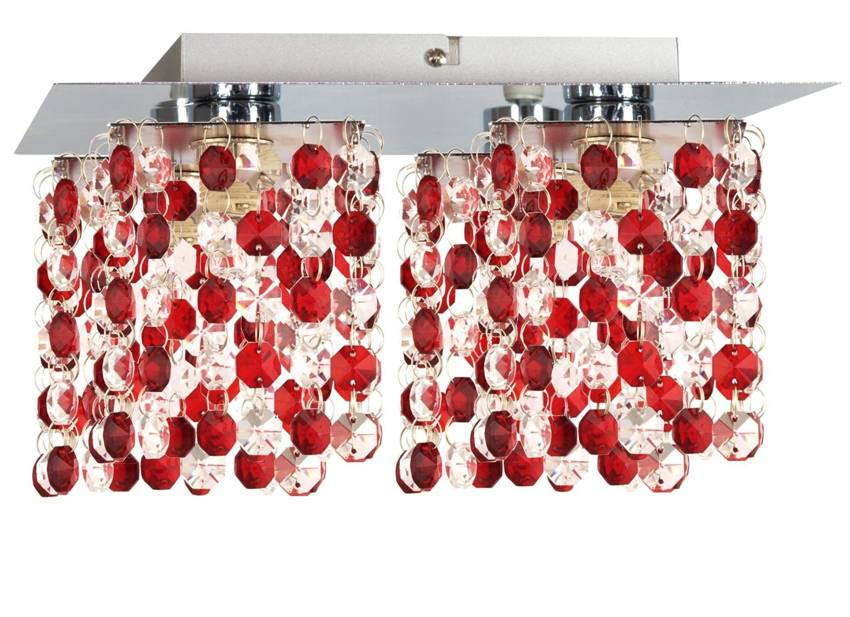 Lampa sufitowa chrom/czerwona kryształki 4xG9 Classic 98-63161