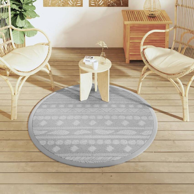 vidaXL Dywan na zewnątrz, szary, ?120 cm, PP model standard