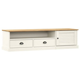 vidaXL Szafka pod TV VIGO, biała, 156x40x40 cm, lite drewno sosnowe