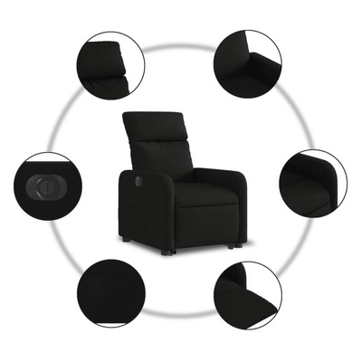 vidaXL Podnoszony fotel masujący, elektryczny, rozkładany, czarny