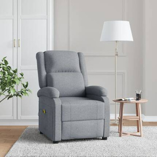 vidaXL Fotel masujący, jasnoszary, obity tkaniną