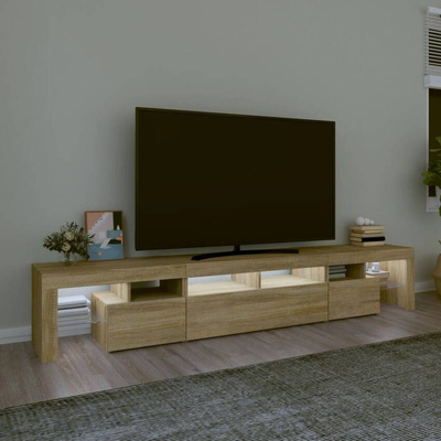 vidaXL Szafka pod TV z oświetleniem LED, dąb sonoma, 230x36,5x40 cm