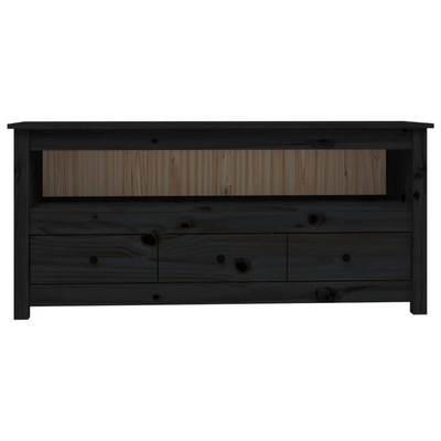 vidaXL Szafka pod TV, czarna, 114x35x52 cm, lite drewno sosnowe