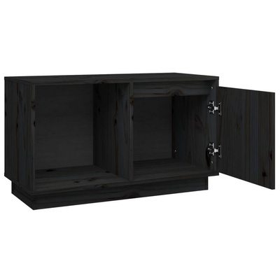 vidaXL Szafka pod TV, czarna, 74x35x44 cm, lite drewno sosnowe