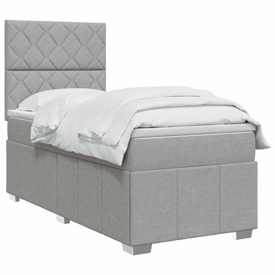 Łóżko z box spring LED z materacem jasnoszary 90 x 200 cm