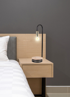 Lampka nocna Abi czarno złota klasyczna E14 lampka stołowa